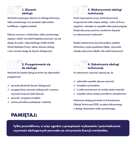 Druga strona ulotki z check-listą dla mechaników.